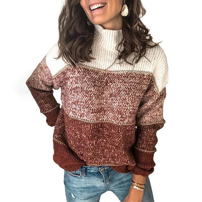 Pull pour femmes en tricot épais avec col haut et motif multicolore Chic und Stil