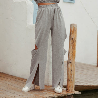 Pantalons de jogging larges pour femmes avec fentes latérales Chic und Stil
