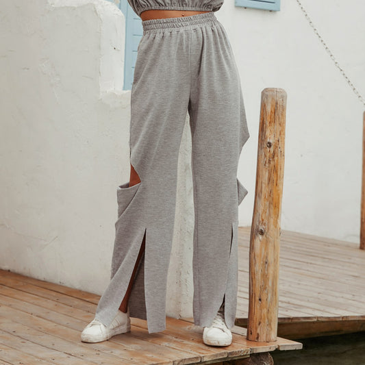 Pantalons de jogging larges pour femmes avec fentes latérales Chic und Stil