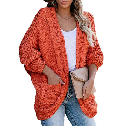 Dames gros tricot cardigan avec manches ouvertes et poches spacieuses Chic und Stil