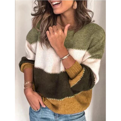Pull en tricot décontracté pour femmes avec motif à rayures colorées Chic und Stil