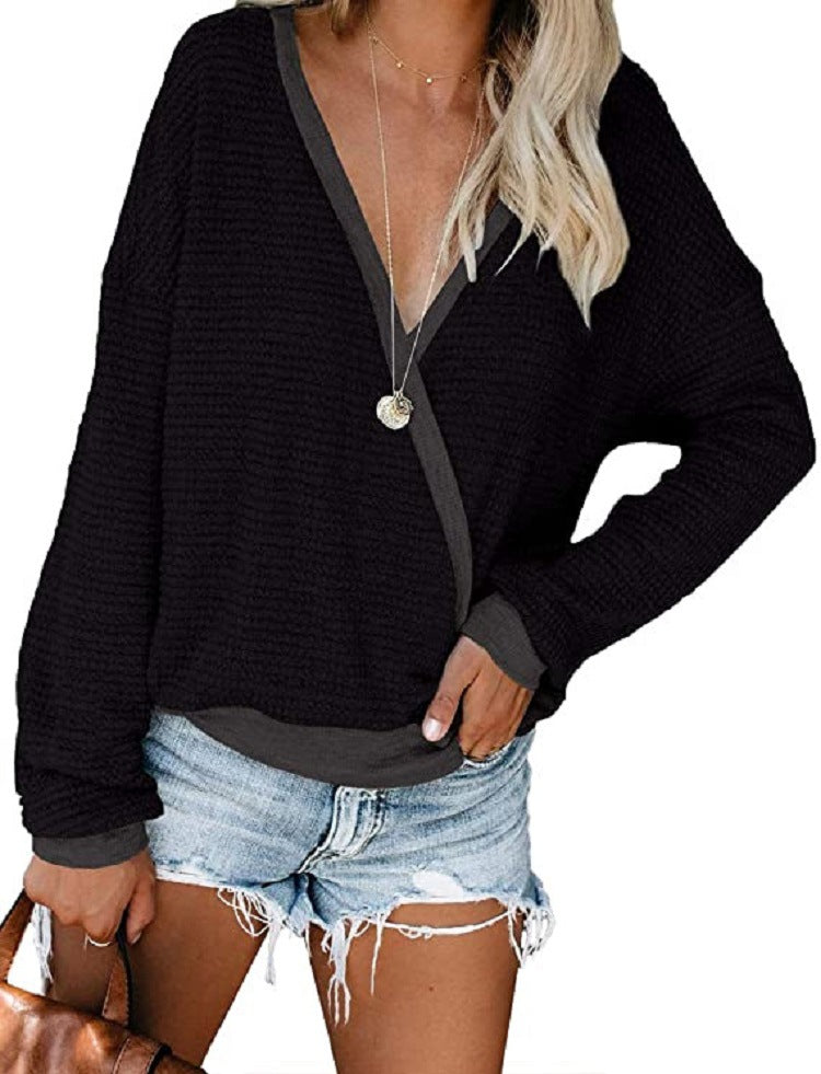Pull décontracté pour femmes avec décolleté en V profond et coupe décontractée Chic und Stil