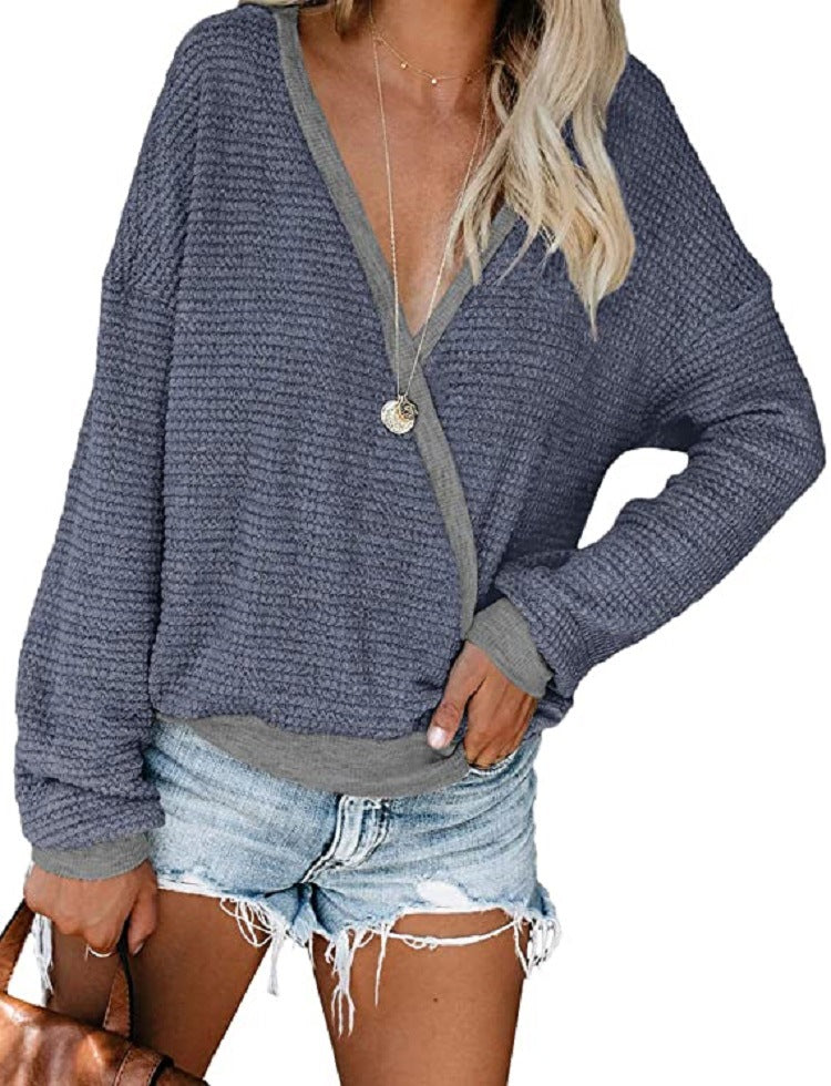 Pull décontracté pour femmes avec décolleté en V profond et coupe décontractée Chic und Stil