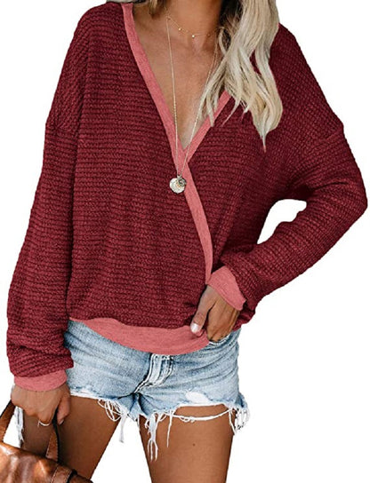 Pull décontracté pour femmes avec décolleté en V profond et coupe décontractée Chic und Stil