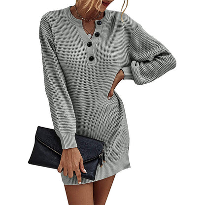 Robe tricot pour femmes avec détails de boutons et coupe ample Chic und Stil