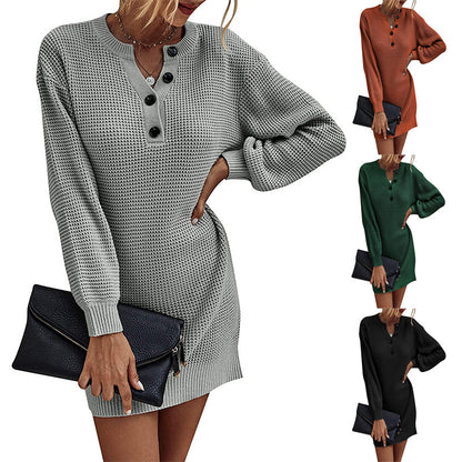 Robe tricot pour femmes avec détails de boutons et coupe ample Chic und Stil