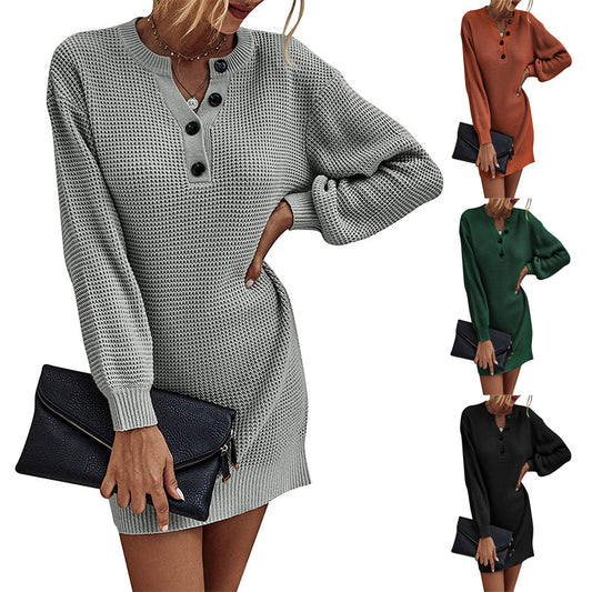 Robe tricot pour femmes avec détails de boutons et coupe ample Chic und Stil