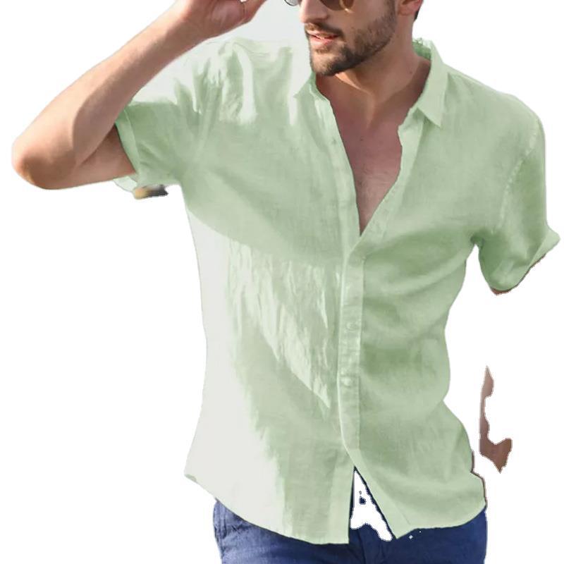 Chemise en lin à manches courtes pour hommes avec col moderne et structure aérienne Chic und Stil