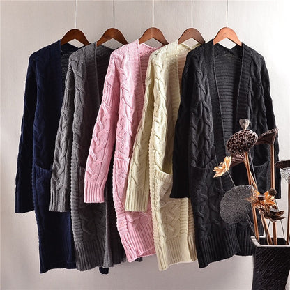 Dames gros tricot cardigan avec décolleté en V profond et poches pratiques Chic und Stil