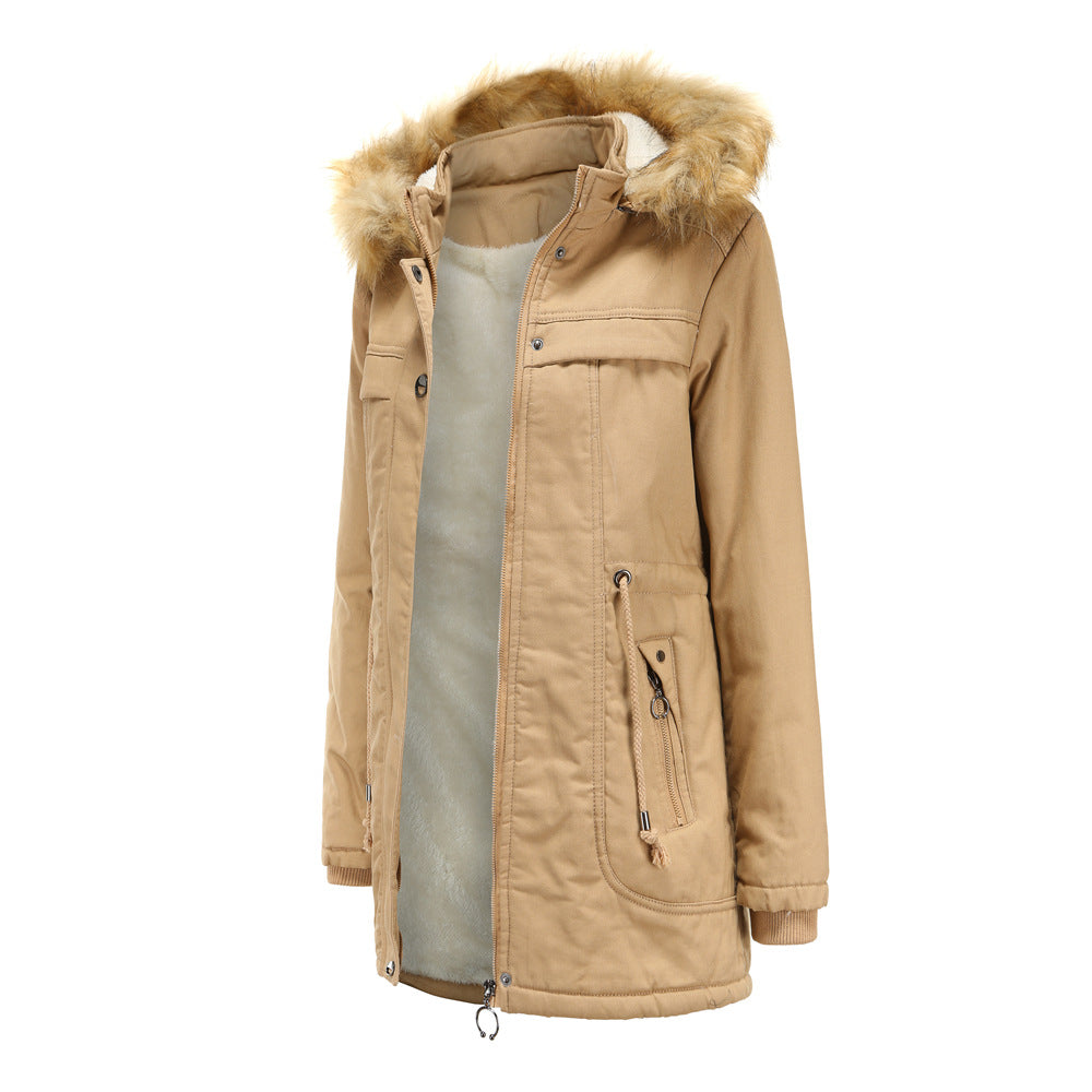 Dames hiver parka avec capuche amovible et garniture en fausse fourrure Chic und Stil