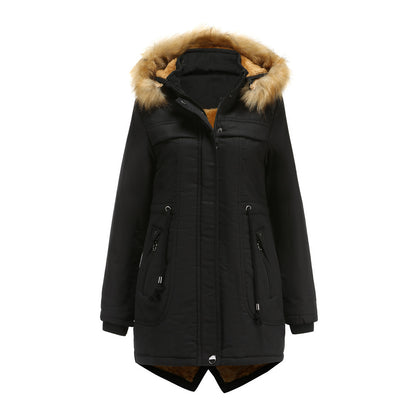 Dames hiver parka avec capuche amovible et garniture en fausse fourrure Chic und Stil