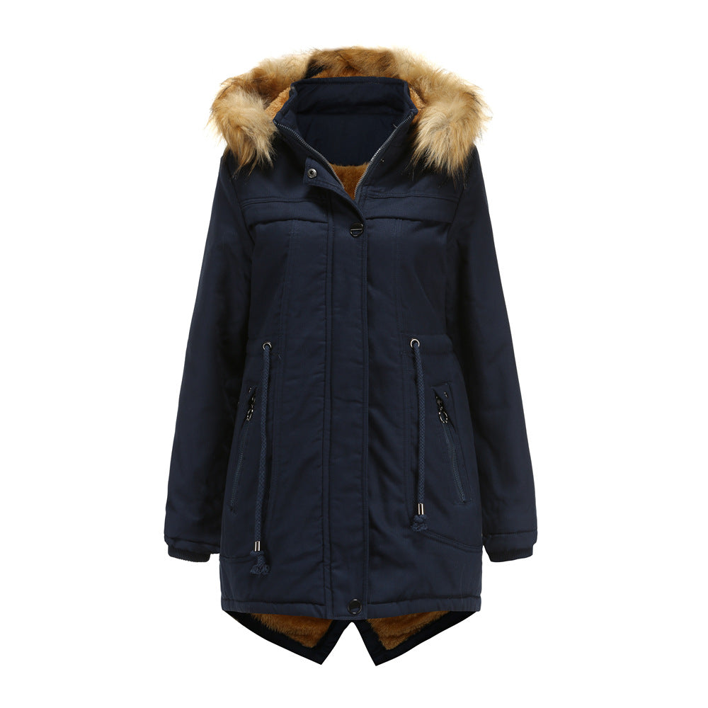 Dames hiver parka avec capuche amovible et garniture en fausse fourrure Chic und Stil