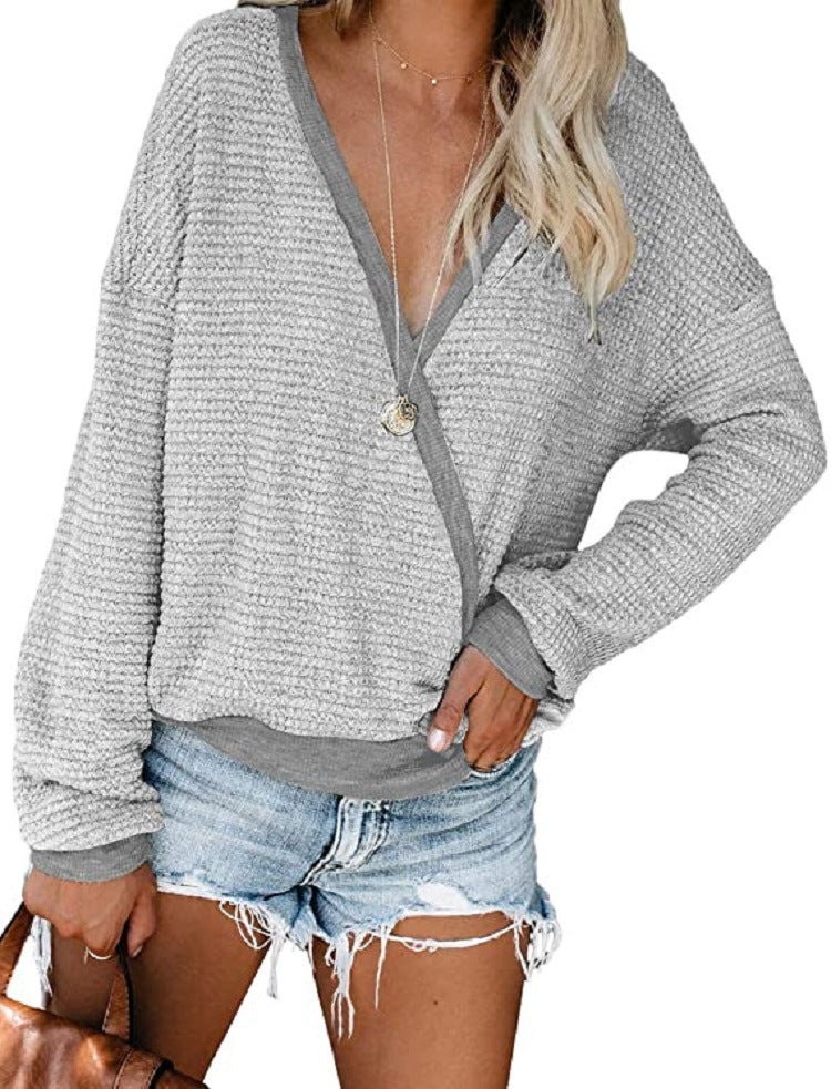Pull décontracté pour femmes avec décolleté en V profond et coupe décontractée Chic und Stil