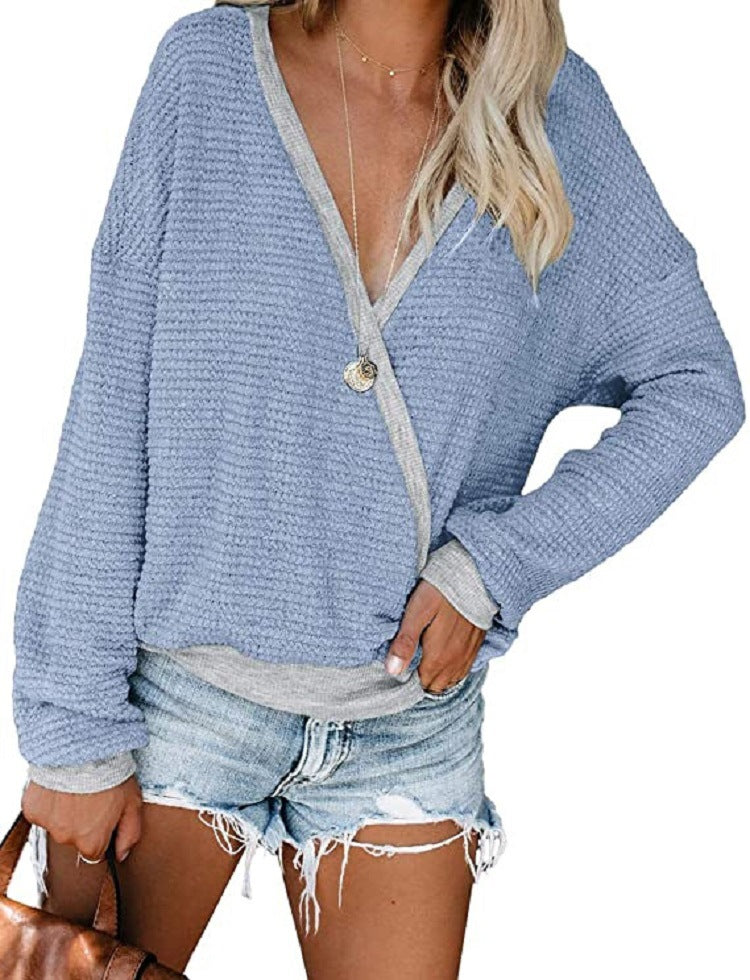 Pull décontracté pour femmes avec décolleté en V profond et coupe décontractée Chic und Stil