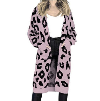 Cardigan en maille épaisse pour femmes avec motif léopard et poches pratiques Chic und Still