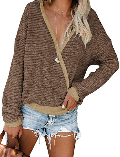 Pull décontracté pour femmes avec décolleté en V profond et coupe décontractée Chic und Stil