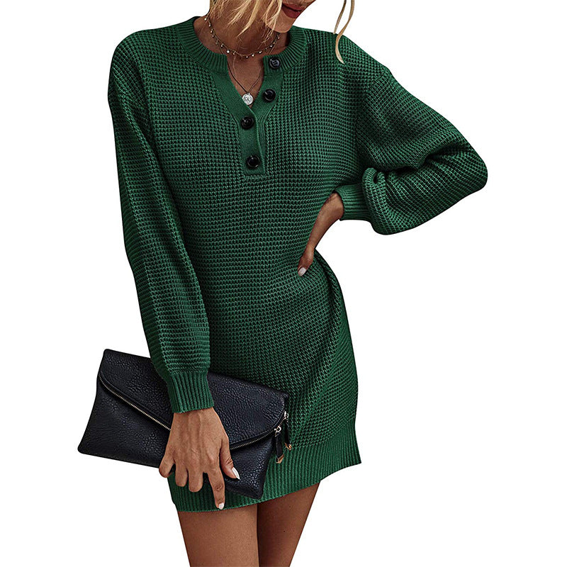 Robe tricot pour femmes avec détails de boutons et coupe ample Chic und Stil