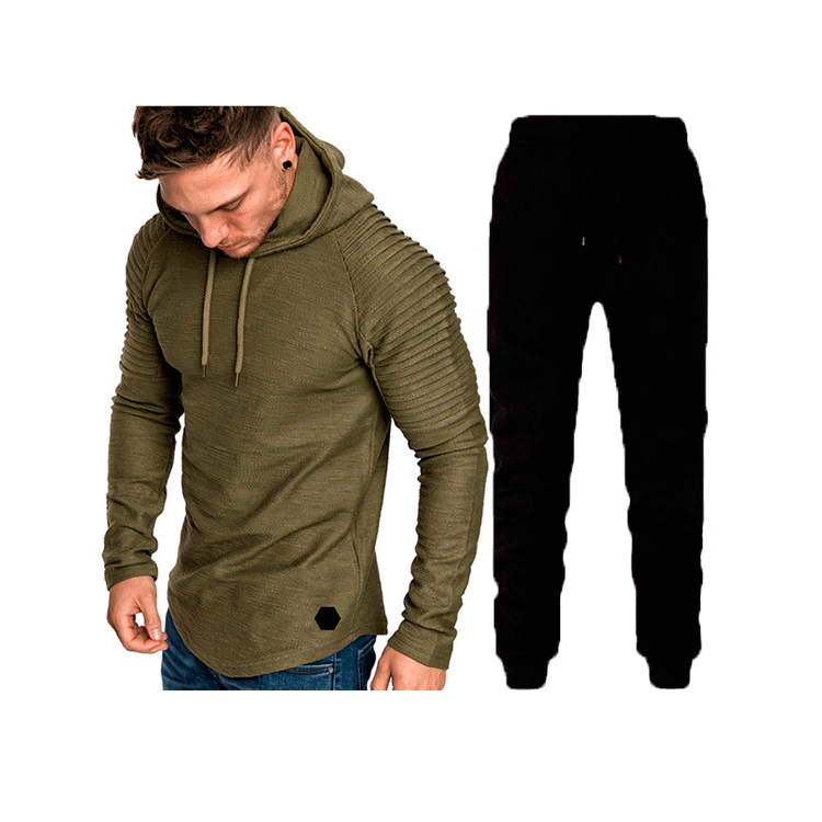 Men's Hoodie and Jogging Pants Set with Textured Design Chic and Stylish