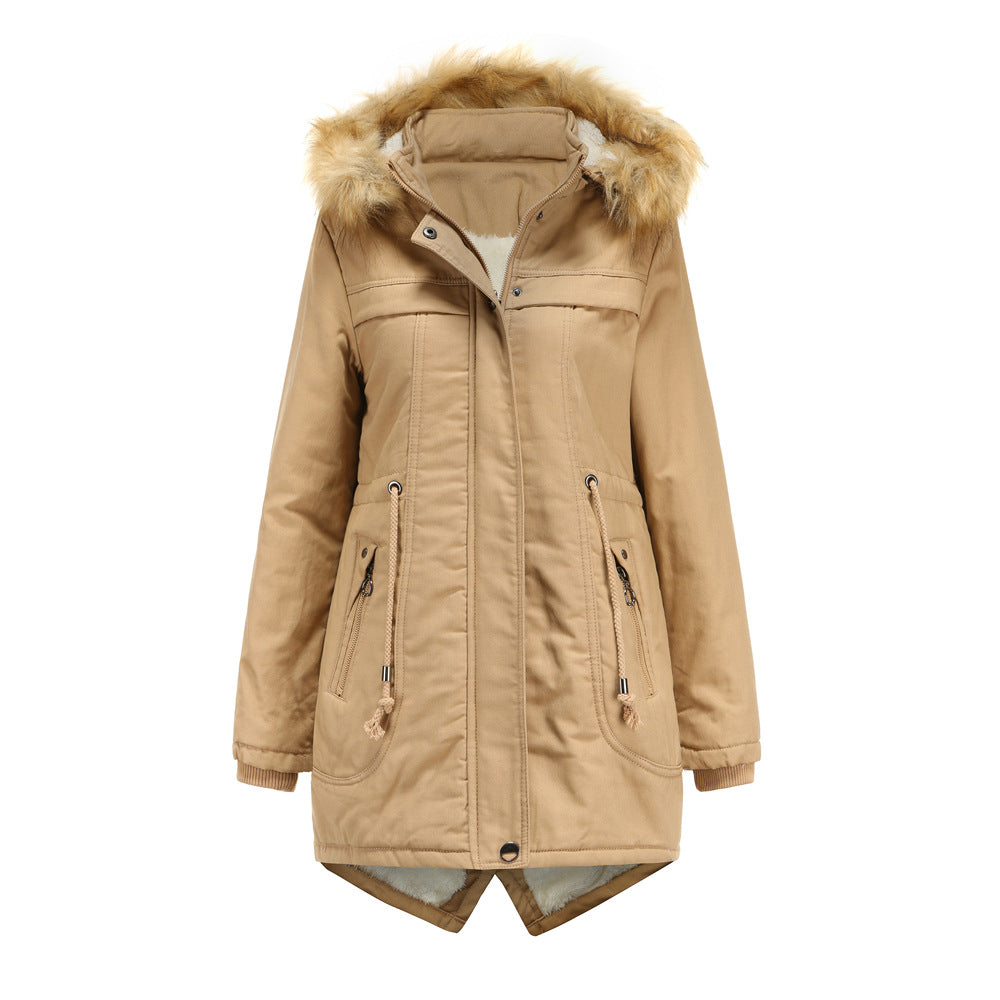 Dames hiver parka avec capuche amovible et garniture en fausse fourrure Chic und Stil