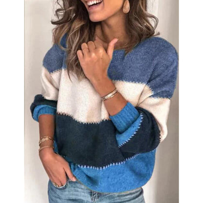 Pull en tricot décontracté pour femmes avec motif à rayures colorées Chic und Stil