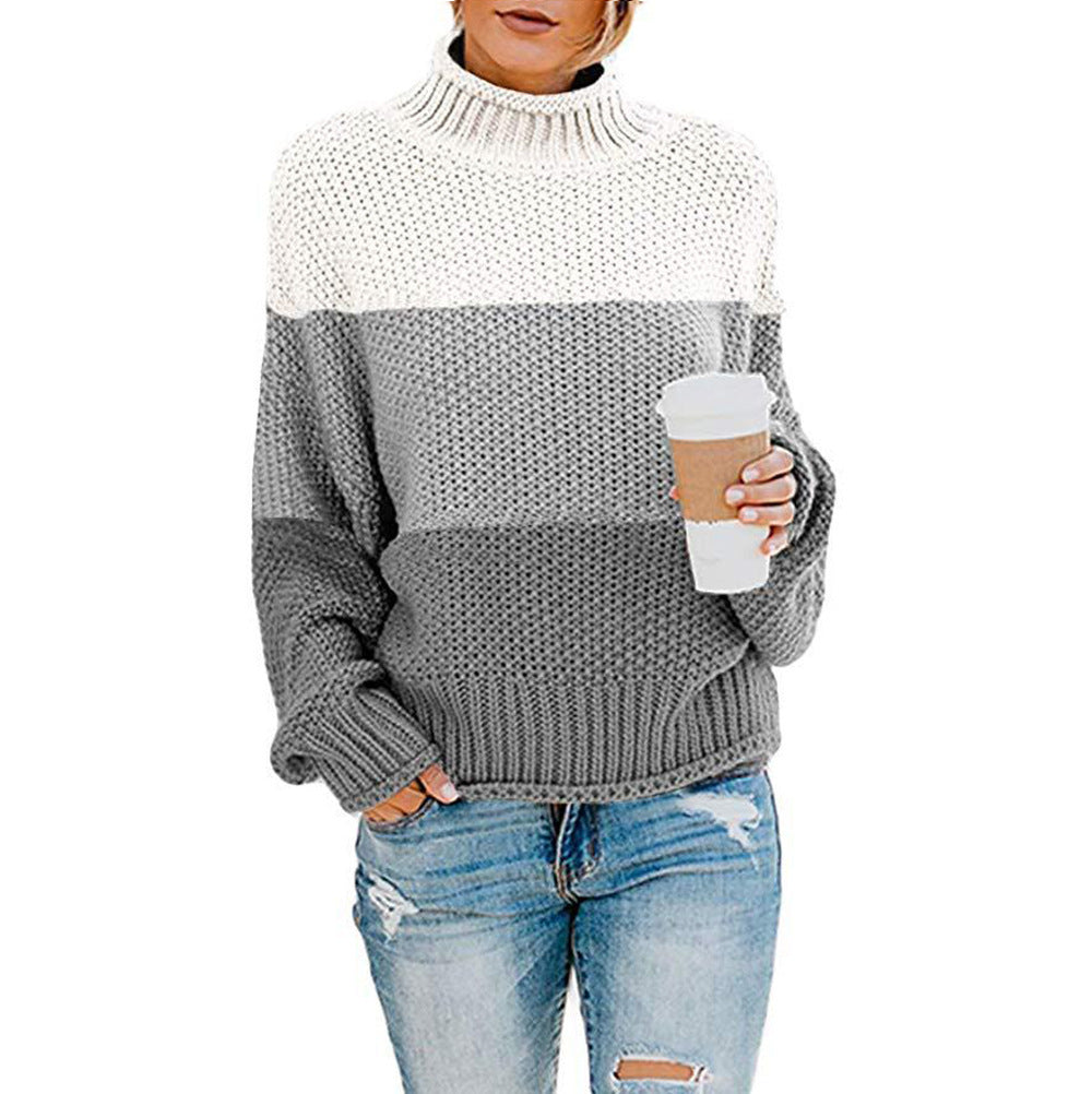 Pull en tricot pour femmes avec col montant et design en blocs de couleurs tendance Chic und Stil
