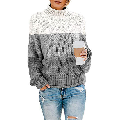 Pull en tricot pour femmes avec col montant et design en blocs de couleurs tendance Chic und Stil