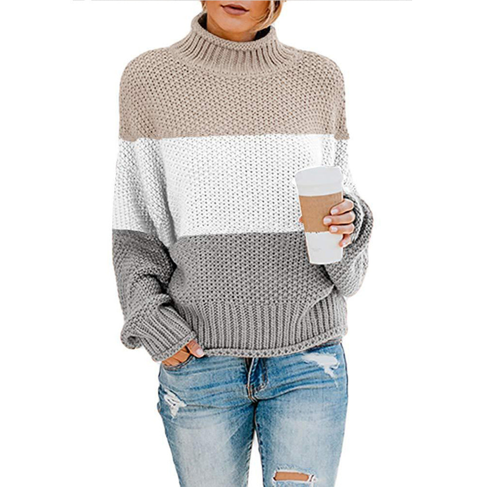 Pull en tricot pour femmes avec col montant et design en blocs de couleurs tendance Chic und Stil