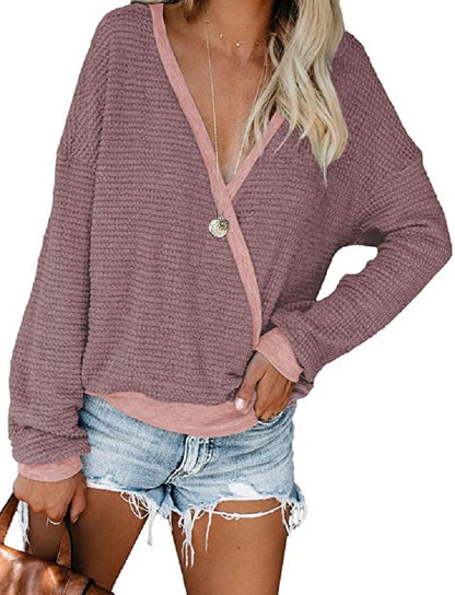 Pull décontracté pour femmes avec décolleté en V profond et coupe décontractée Chic und Stil