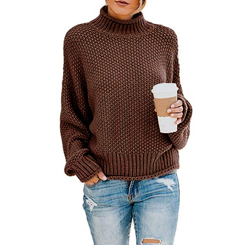 Dames pull en grosse maille avec col montant et surface texturée Chic und Stil