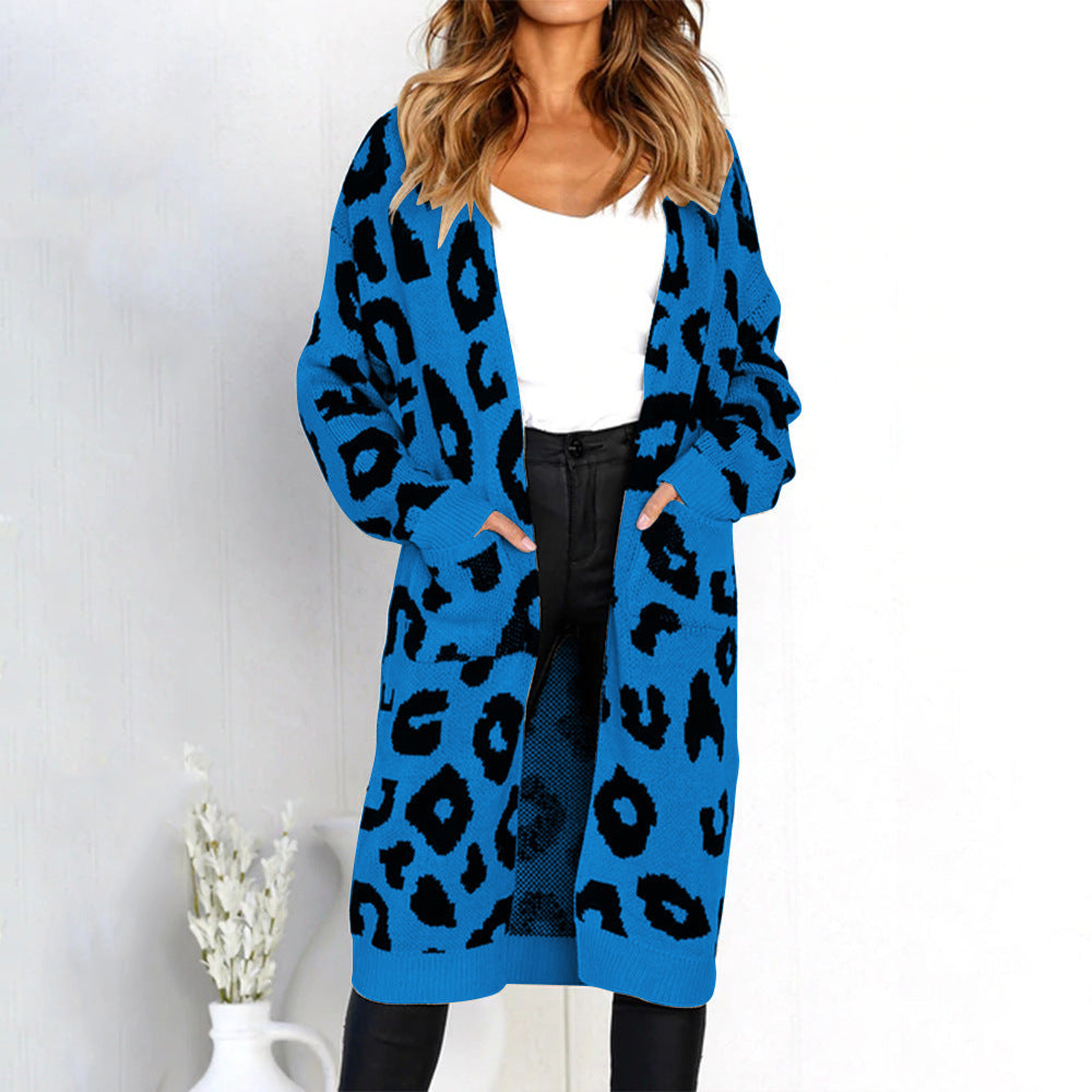 Cardigan en maille épaisse pour femmes avec motif léopard et poches pratiques Chic und Still