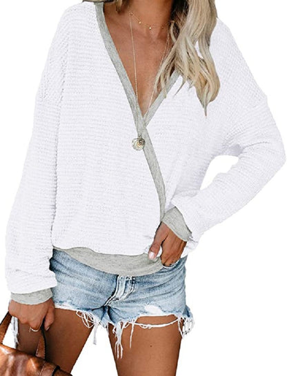 Pull décontracté pour femmes avec décolleté en V profond et coupe décontractée Chic und Stil