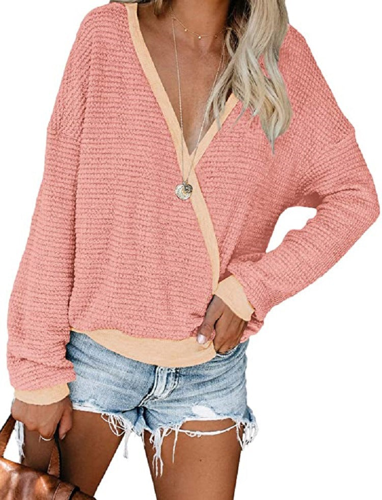 Pull décontracté pour femmes avec décolleté en V profond et coupe décontractée Chic und Stil