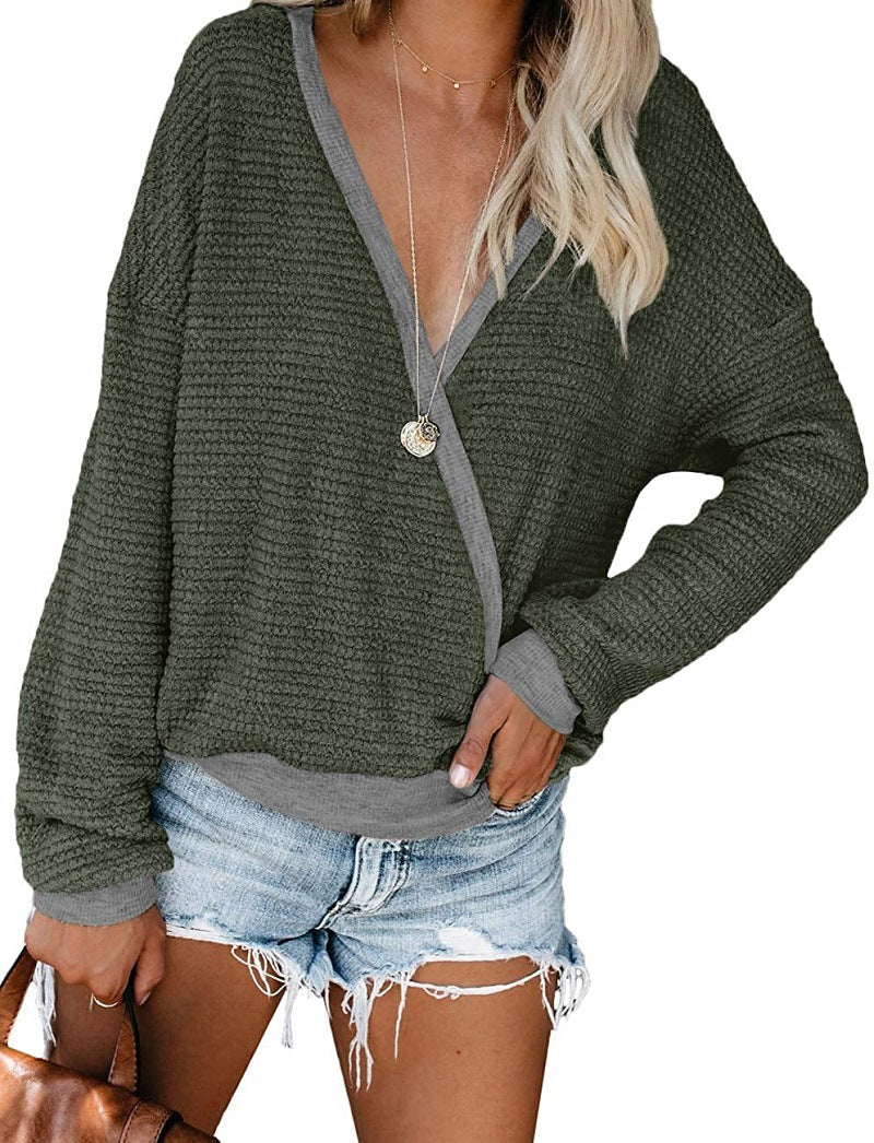 Pull décontracté pour femmes avec décolleté en V profond et coupe décontractée Chic und Stil