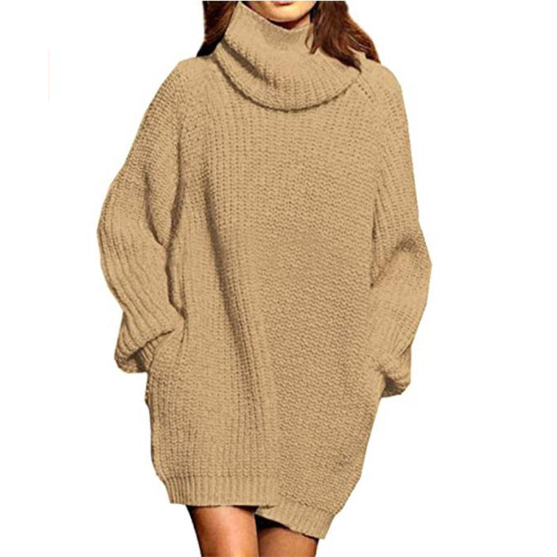 Robes pull en grosse maille pour femmes avec col haut et coupe décontractée Chic und Stil