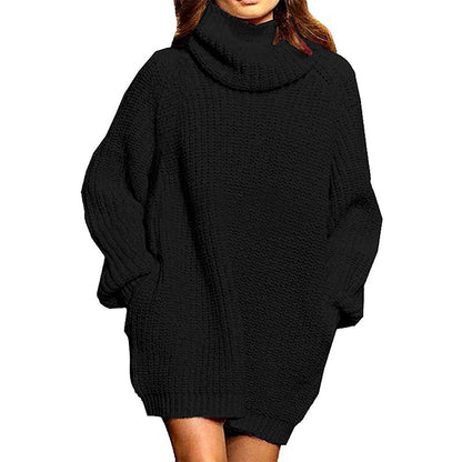 Robes pull en grosse maille pour femmes avec col haut et coupe décontractée Chic und Stil