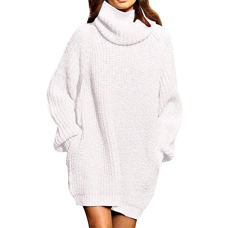 Robes pull en grosse maille pour femmes avec col haut et coupe décontractée Chic und Stil