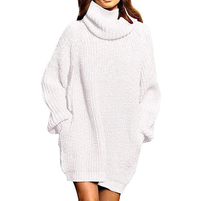 Robes pull en grosse maille pour femmes avec col haut et coupe décontractée Chic und Stil