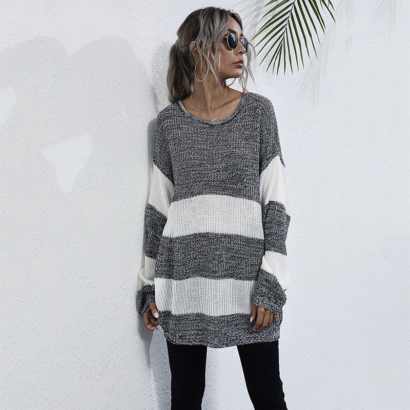 Pull-over en tricot décontracté pour femmes avec un motif de rayures bloc moderne et une coupe oversize Chic und Stil