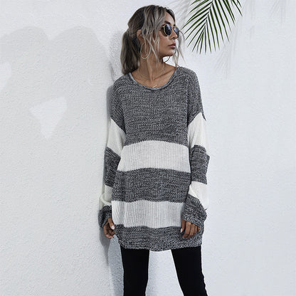 Pull-over en tricot décontracté pour femmes avec un motif de rayures bloc moderne et une coupe oversize Chic und Stil