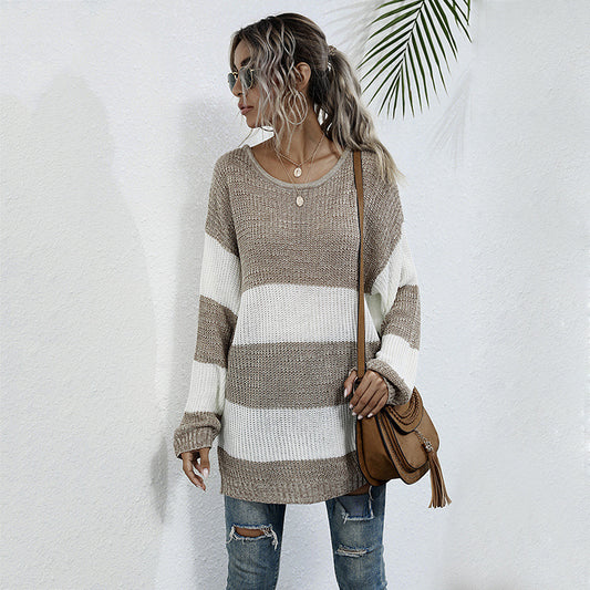Pull-over en tricot décontracté pour femmes avec un motif de rayures bloc moderne et une coupe oversize Chic und Stil