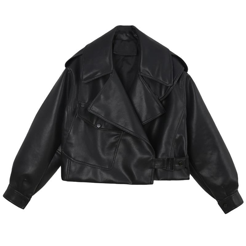 Biker jacket for women with oversized lapels and practical pockets Chic und Stil