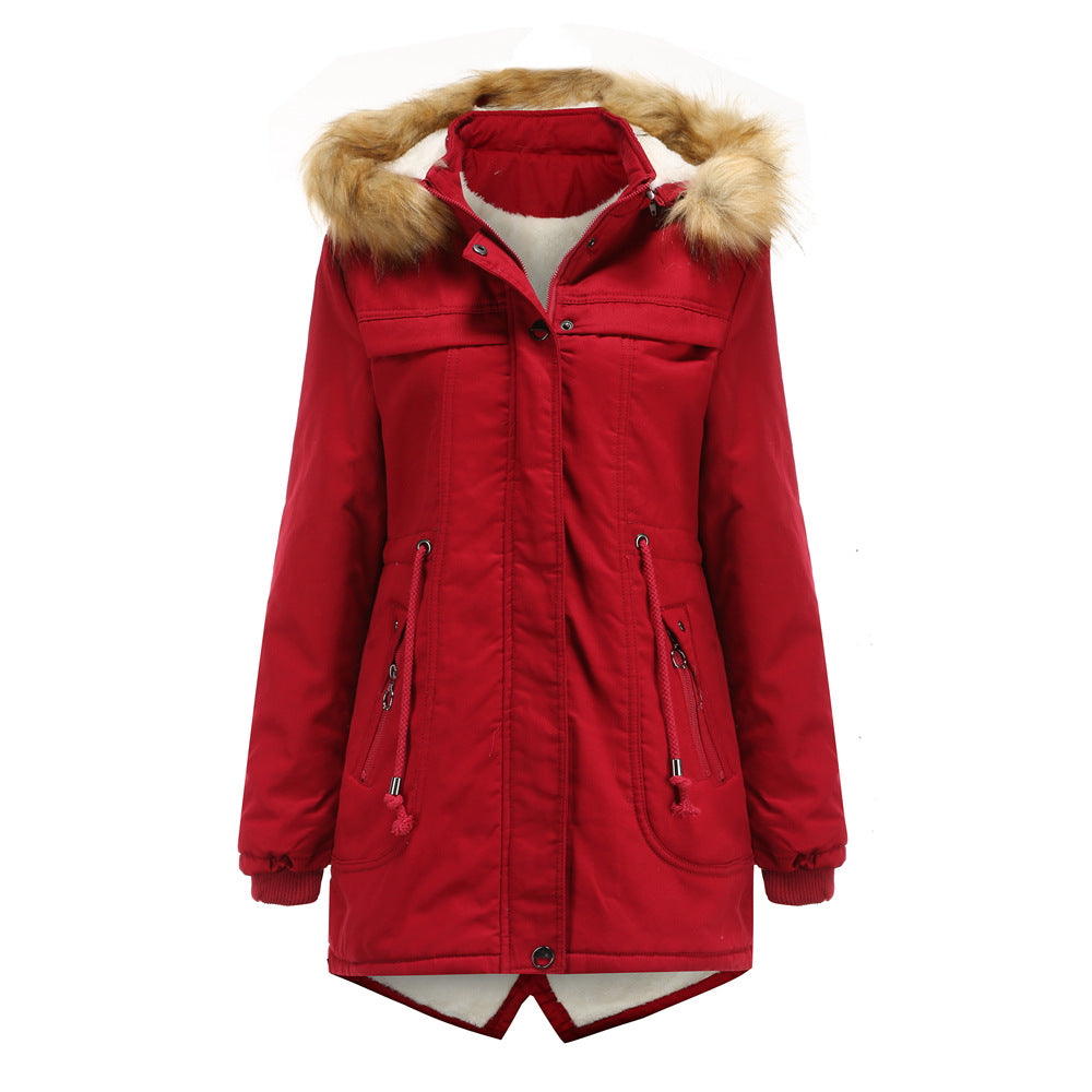Dames hiver parka avec capuche amovible et garniture en fausse fourrure Chic und Stil