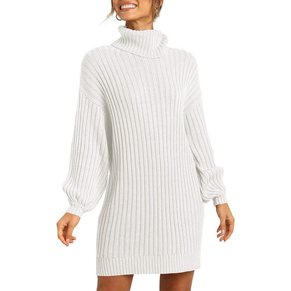 Robe en tricot pour femmes avec col haut et manches larges Chic und Stil