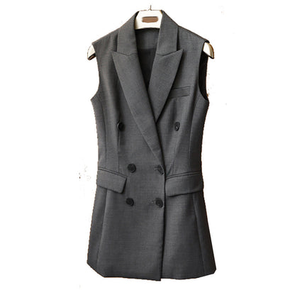 Blazer sans manches double boutonnage ajusté pour femmes Chic und Stil