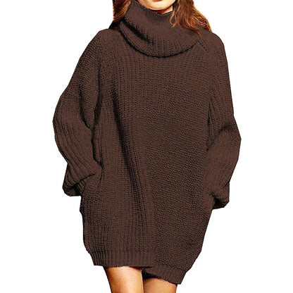 Robes pull en grosse maille pour femmes avec col haut et coupe décontractée Chic und Stil