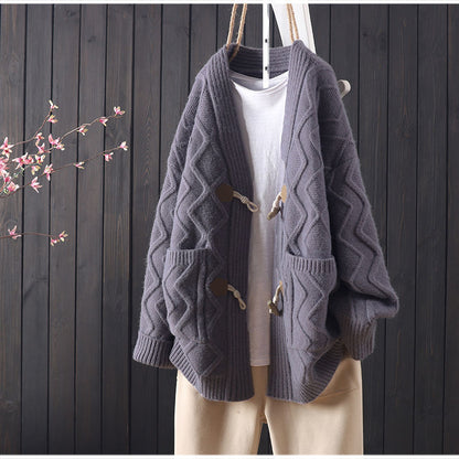 Dames grosse tricot cardigan avec motif en relief unique et poches pratiques Chic und Stil