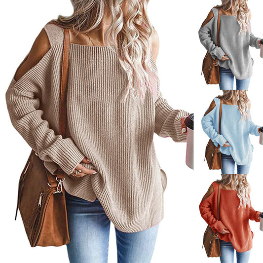 Pull en gros tricot sans épaules pour femmes Chic und Stil