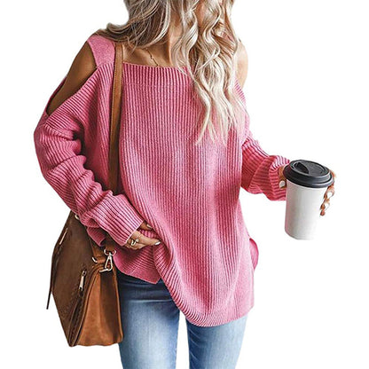 Pull-over en tricot femme à épaules dénudées avec détails modernes Chic und Stil