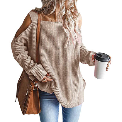 Pull-over en tricot femme à épaules dénudées avec détails modernes Chic und Stil