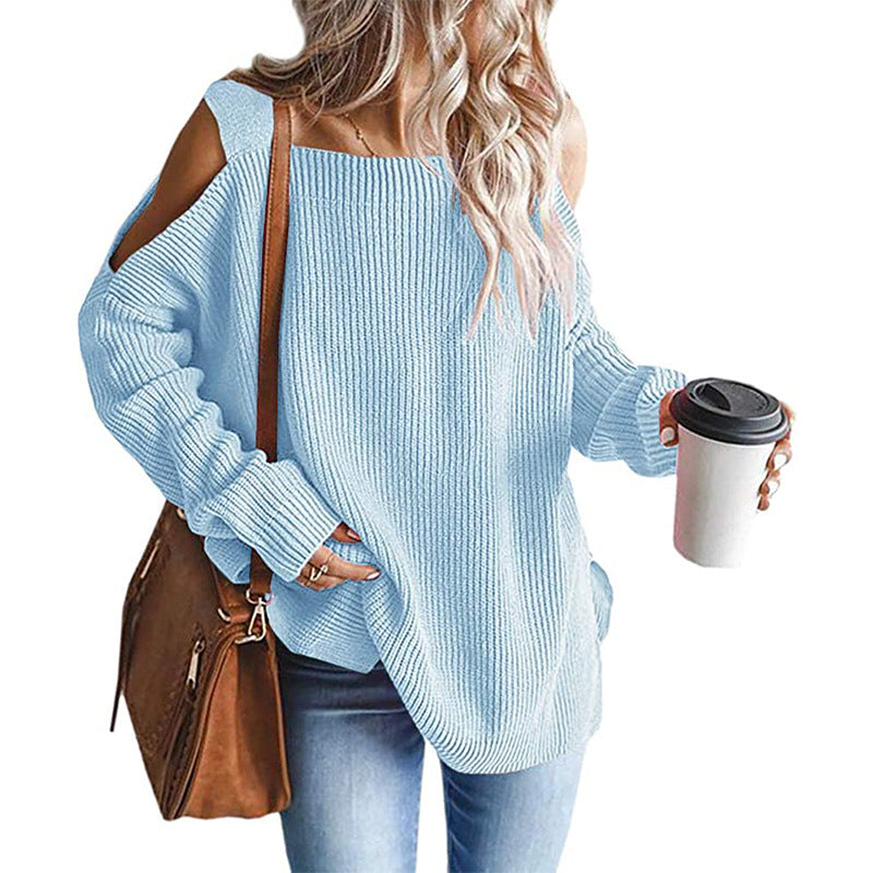 Pull-over en tricot femme à épaules dénudées avec détails modernes Chic und Stil